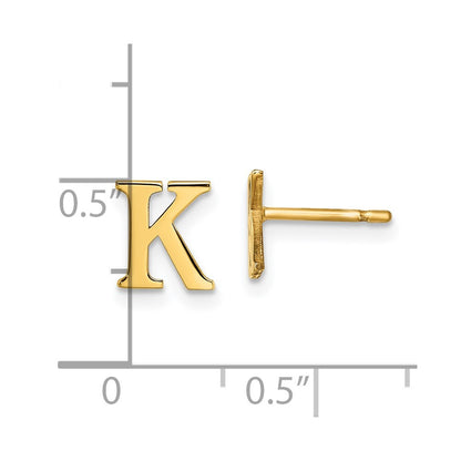 Sterling Silver Gold-plated Letter K Initial Post Earrings