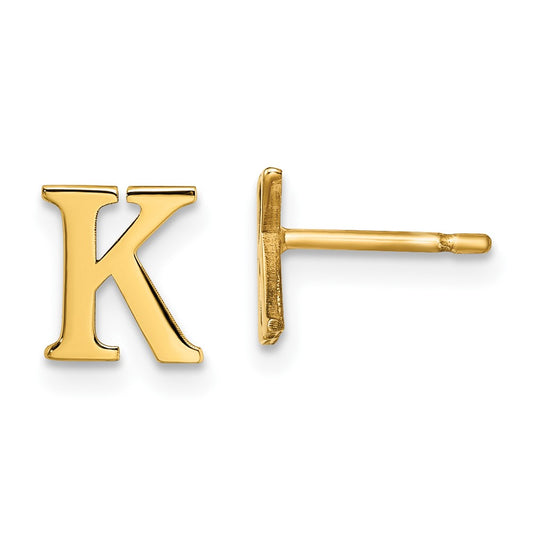 Sterling Silver Gold-plated Letter R Initial Post Earrings