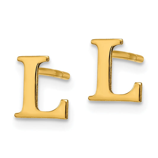 Sterling Silver Gold-plated Letter L Initial Post Earrings