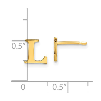 Sterling Silver Gold-plated Letter L Initial Post Earrings