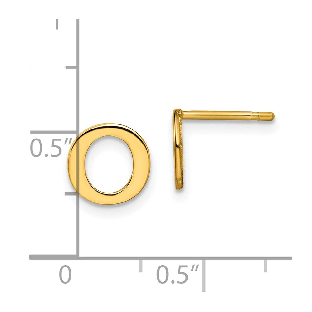 Sterling Silver Gold-plated Letter O Initial Post Earrings