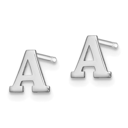Sterling Silver Rhodium-plated Letter A Initial Post Earrings