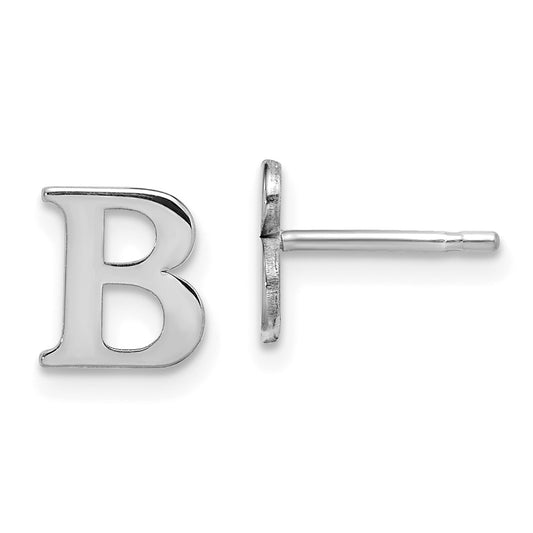 Sterling Silver Rhodium-plated Letter B Initial Post Earrings