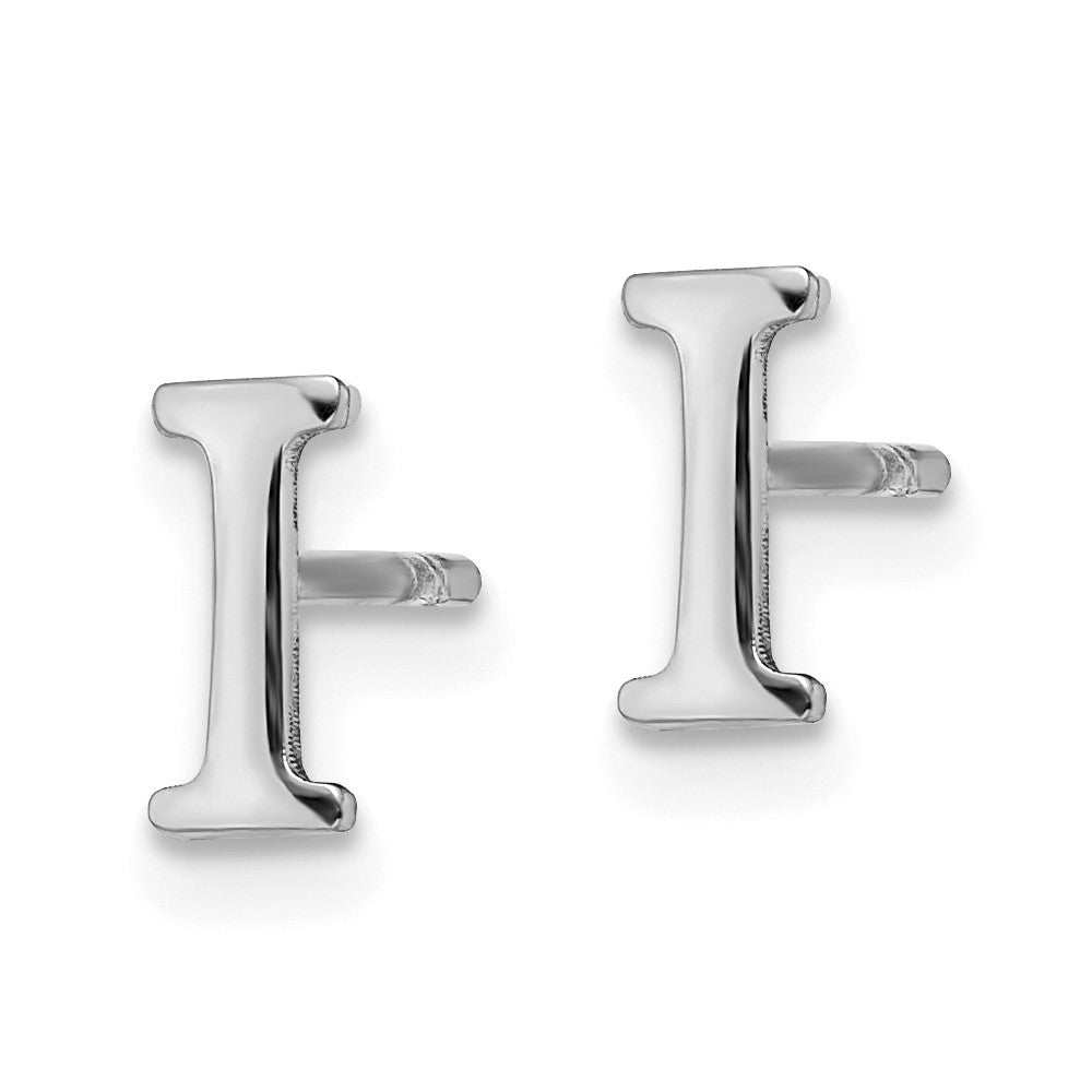 Sterling Silver Rhodium-plated Letter I Initial Post Earrings