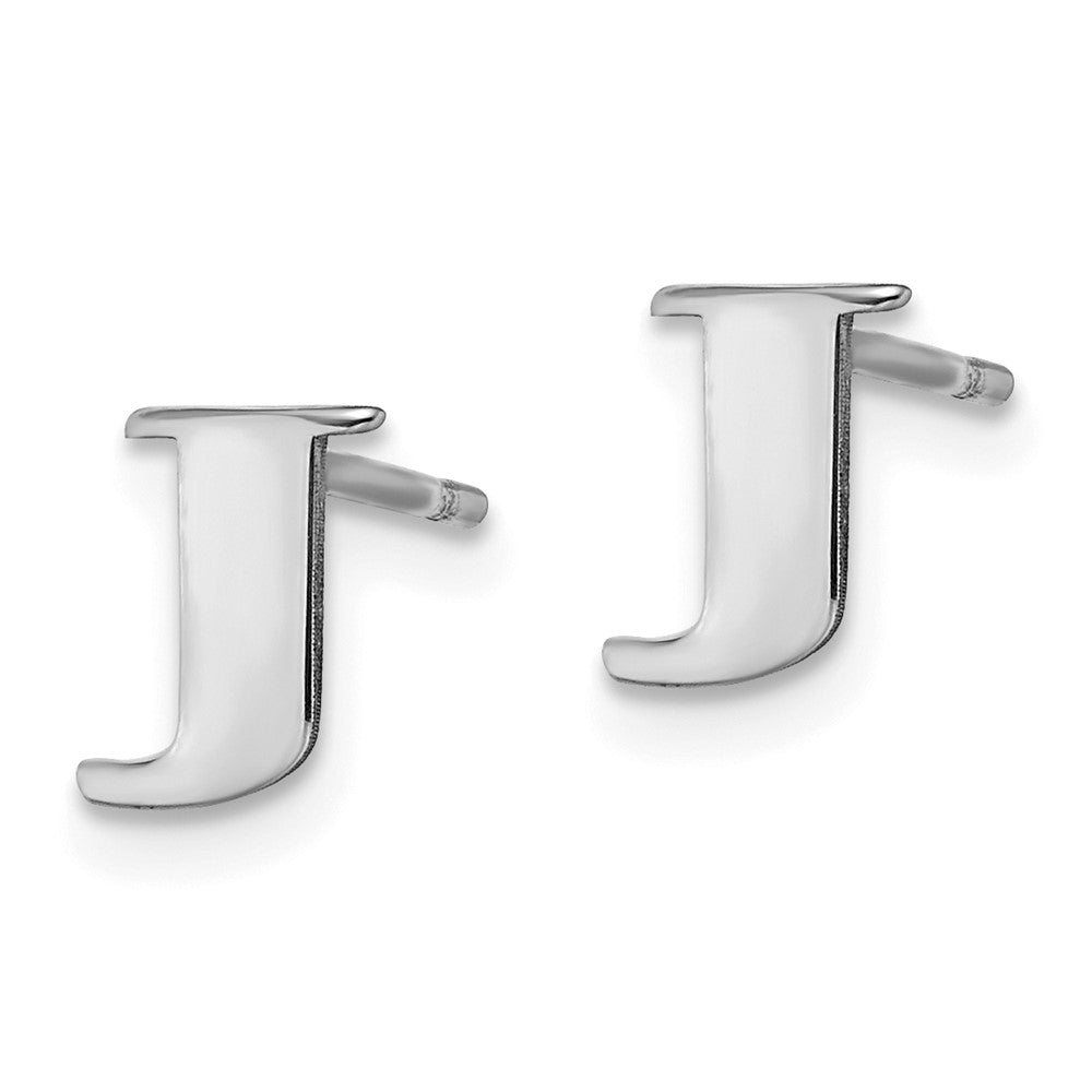 Sterling Silver Rhodium-plated Letter J Initial Post Earrings