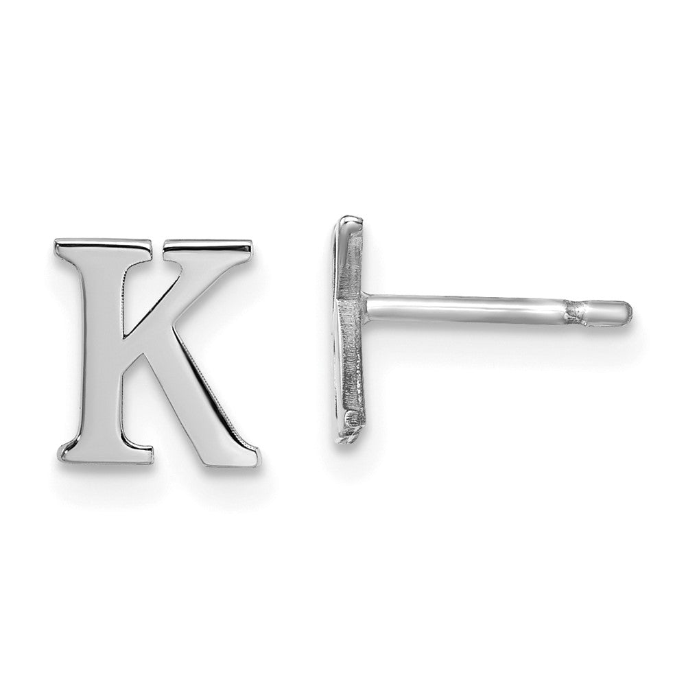 Sterling Silver Rhodium-plated Letter K Initial Post Earrings