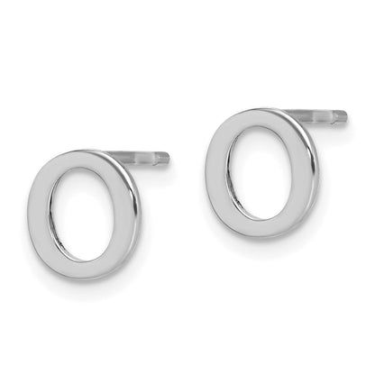 Sterling Silver Rhodium-plated Letter O Initial Post Earrings