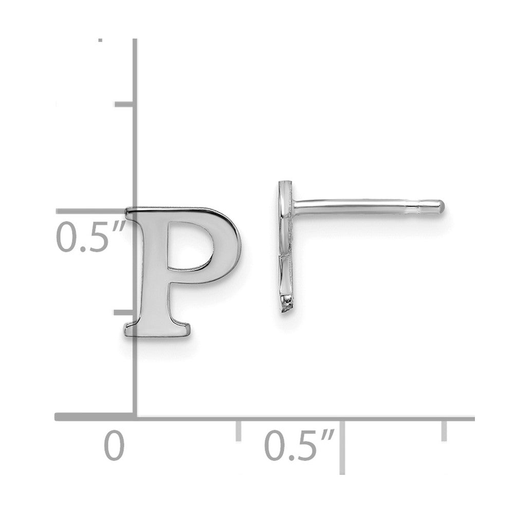 Sterling Silver Rhodium-plated Letter P Initial Post Earrings