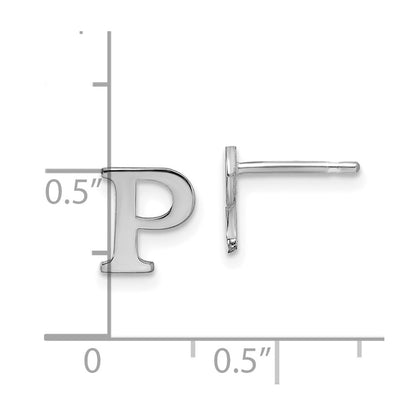Sterling Silver Rhodium-plated Letter P Initial Post Earrings
