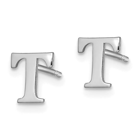 Sterling Silver Rhodium-plated Letter R Initial Post Earrings