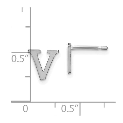 Sterling Silver Rhodium-plated Letter V Initial Post Earrings