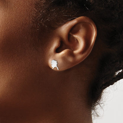 Sterling Silver/Rhodium-plated Alaska State Earrings