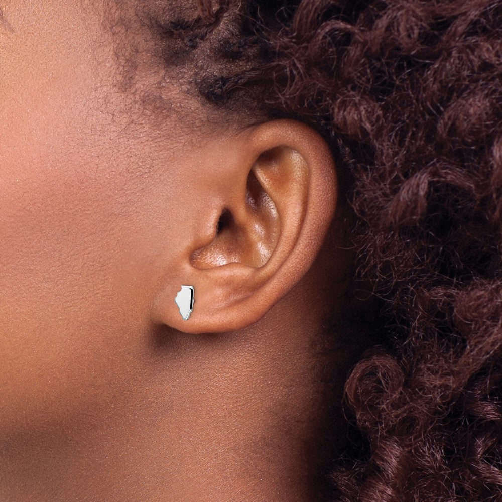 Sterling Silver/Rhodium-plated Illinois State Earrings