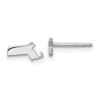 Sterling Silver/Rhodium-plated Massachusetts State Earrings