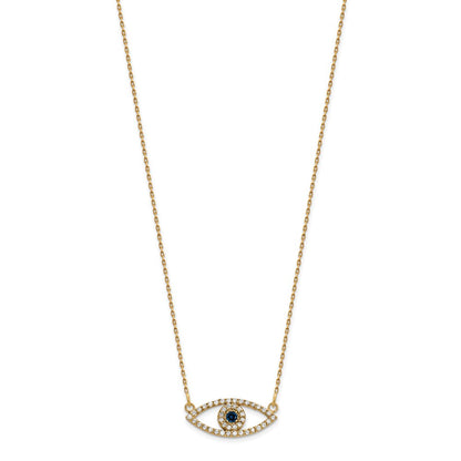 10k 1/6 carat Diamond and Sapphire Evil Eye 18 inch Necklace