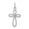 10k White Gold Polished Small Ribbon Cross Pendant