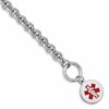Sterling Silver Rhodium-plated Rolo Link Engravable Red Enamel 11mm Round Disc 7.75 inch Medical ID Bracelet