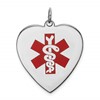 Sterling Silver RH-pltd Engraveable Enamel Lg.Heart Medical Pendant