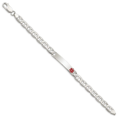 Sterling Silver Polished Medical Anchor Link ID Bracelet
