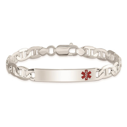 Sterling Silver Polished Medical Anchor Link ID Bracelet