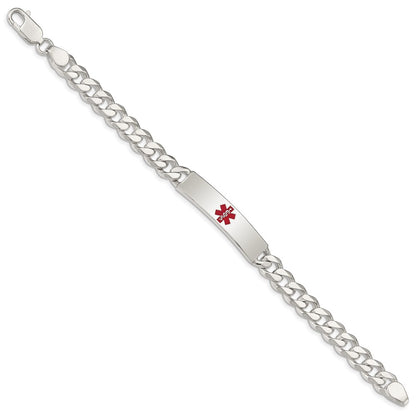 Sterling Silver Polished Medical Curb Link ID Bracelet