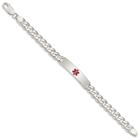 Sterling Silver Polished Medical Curb Link ID Bracelet