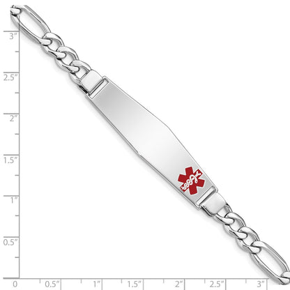 Sterling Silver Rhodium-plated Medical ID Figaro Link Bracelet