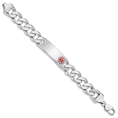 Sterling Silver Rhodium-plated Medical ID Curb Link Bracelet