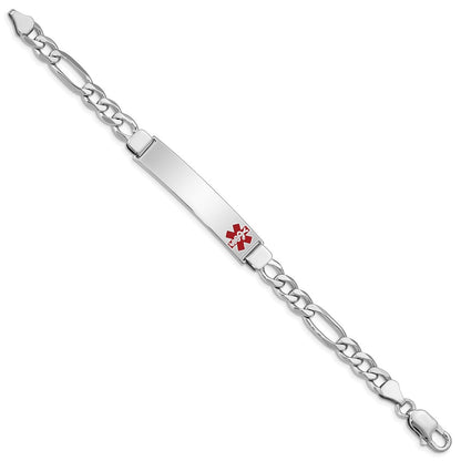 Sterling Silver Rhodium-plated Medical ID Figaro Link Bracelet