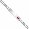 Sterling Silver Rhodium-plated Medical ID Figaro Link Bracelet
