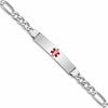 Sterling Silver Rhodium-plated Medical ID Figaro Link Bracelet