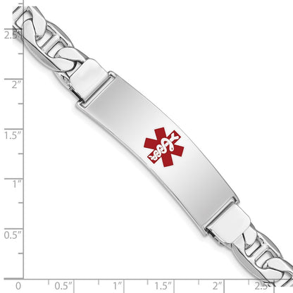 Sterling Silver Rhodium-plated Medical ID Anchor Link Bracelet