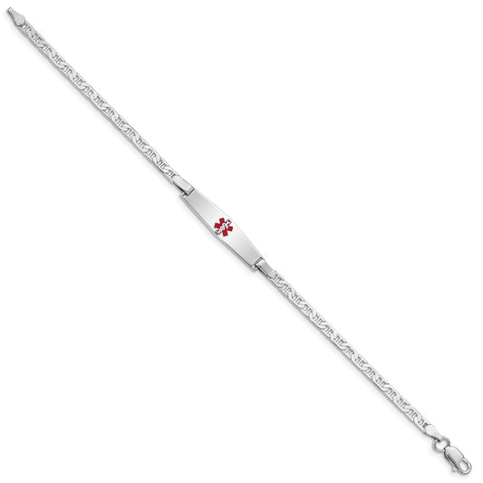 Sterling Silver Rhodium-plated Medical ID Anchor Link Bracelet
