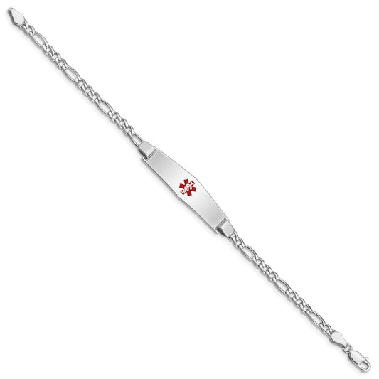 Sterling Silver Rhodium-plated Medical ID Figaro Link Bracelet