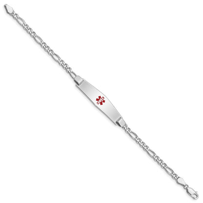 Sterling Silver Rhodium-plated Medical ID Figaro Link Bracelet
