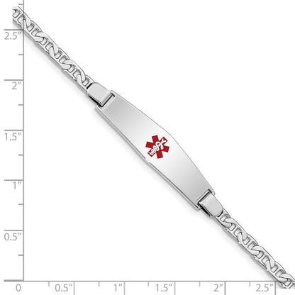 Sterling Silver Rhodium-plated Medical ID Anchor Link Bracelet