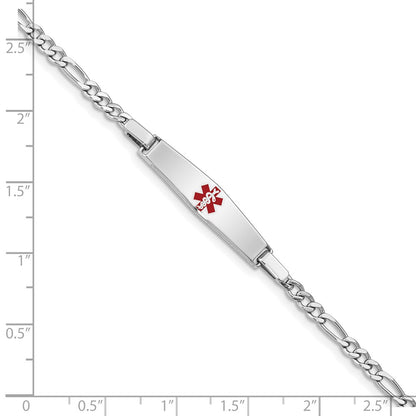 Sterling Silver Rhod-plated Children's Medical ID Bracelet w/Figaro