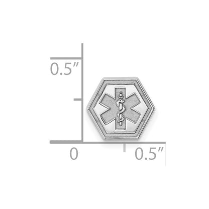 Sterling Silver Rhod-plt Non-enameled Attachable Emblem Medical Charm
