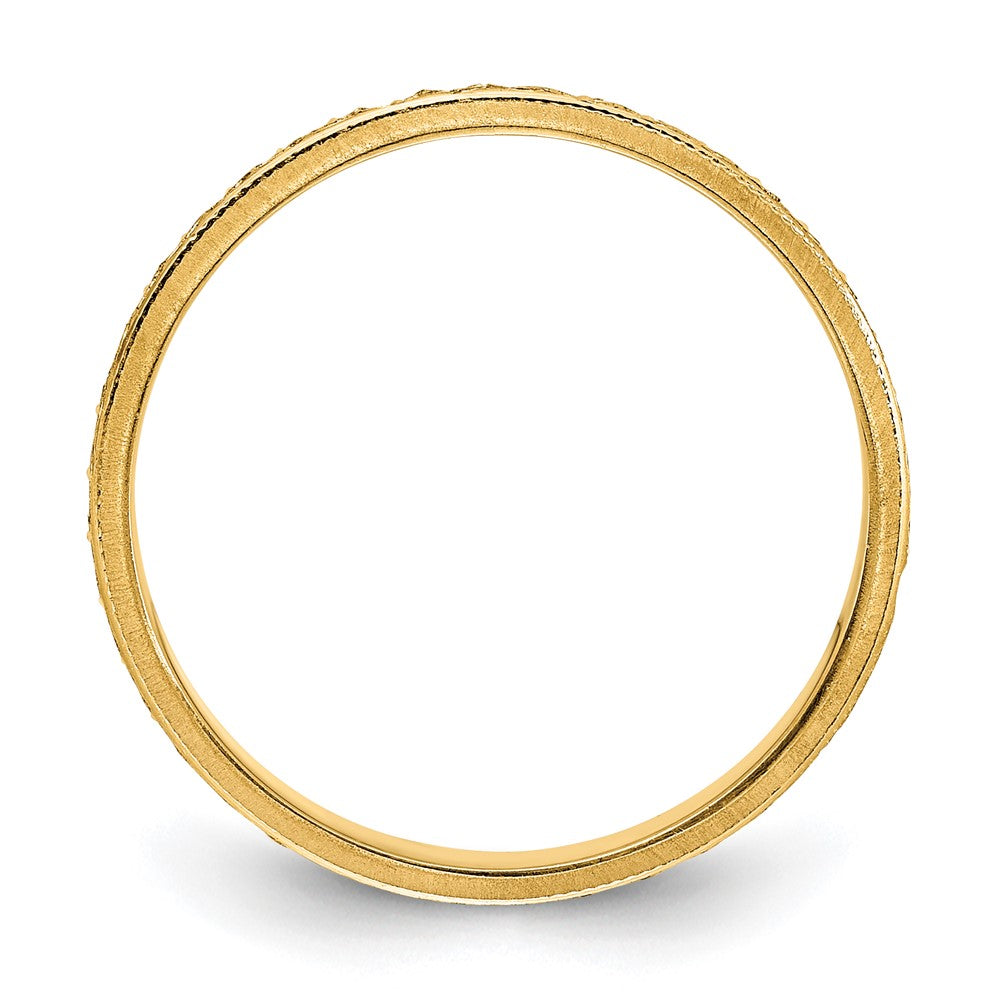 14k 3mm Design Etched Wedding Band Size 8.5
