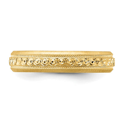 14k 3mm Design Etched Wedding Band Size 7