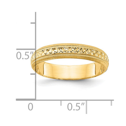 14k 3mm Design Etched Wedding Band Size 7