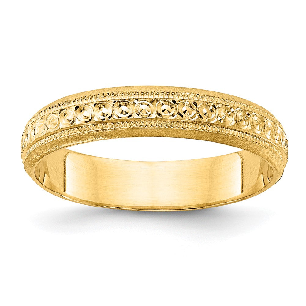 14k 3mm Design Etched Wedding Band Size 8.5