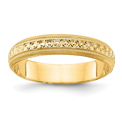 14k 3mm Design Etched Wedding Band Size 7.5