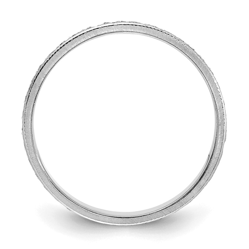 14k White Gold 3.75mm Design Etched Wedding Band Size 8