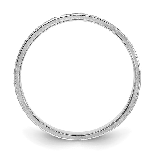 14k White Gold 3.75mm Design Etched Wedding Band Size 8