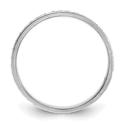 14k White Gold 3.75mm Design Etched Wedding Band Size 6.5