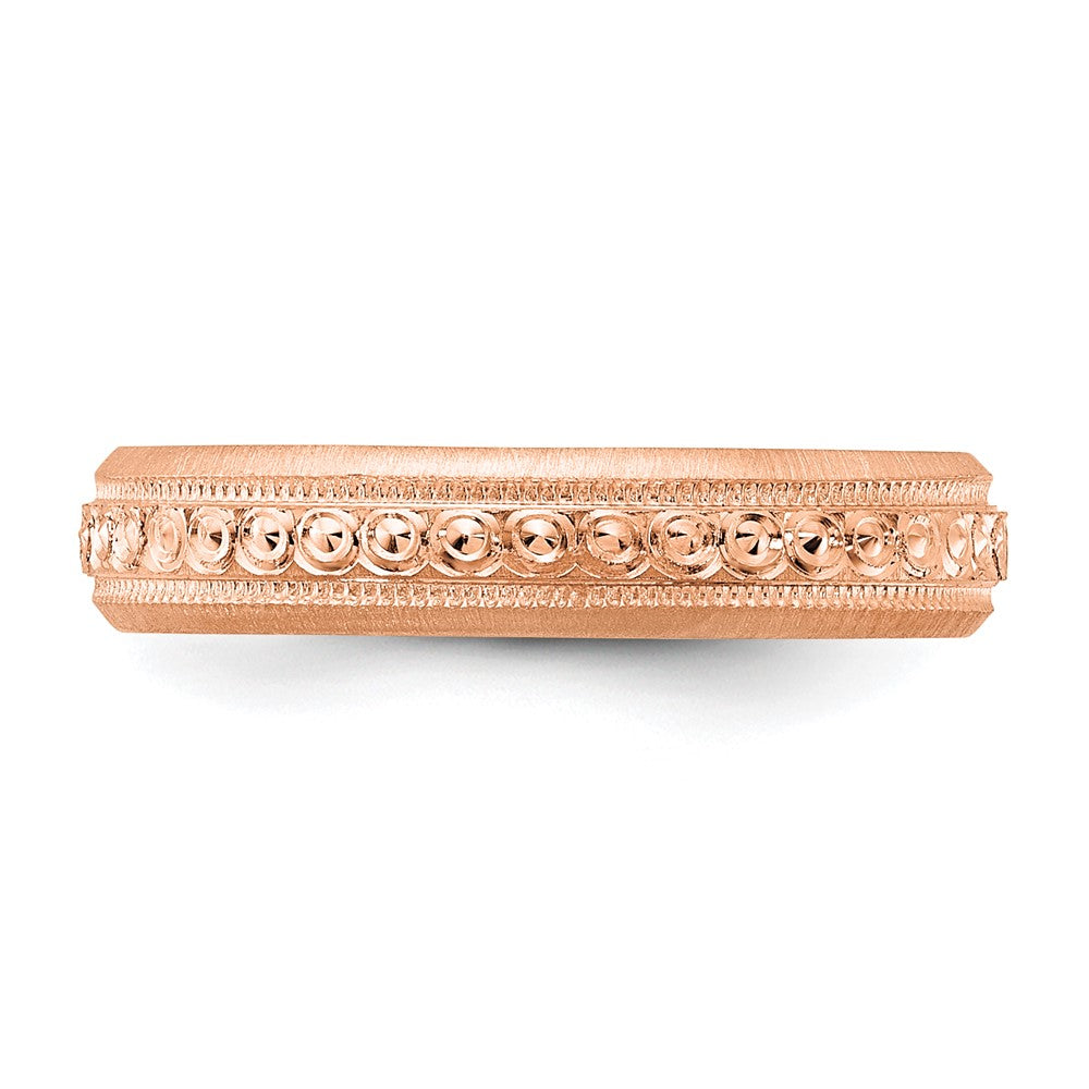 14k Rose Gold 3mm Design Etched Wedding Band Size 7