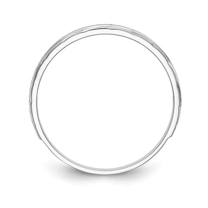 14k White Gold AA Quality .03 carat Diamond Trio Mens Complete Wedding Band