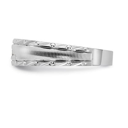 14k White Gold AA Quality .03 carat Diamond Trio Mens Complete Wedding Band