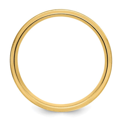 14k Yellow Gold 6mm Lightweight Comfort Fit Brushed Satin/Polished Line Edge Wedding Band Size 9